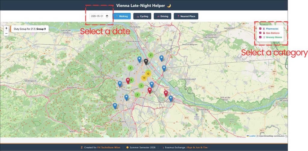 Screenshot of Vienna Late-Night Helper
